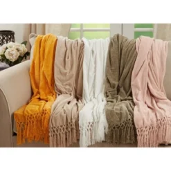 Saro Lifestyle Chenille Throw Blanket With Knotted Design -Home Improvement Store GUEST d8c3bdb5 de7f 411d aecd 5cab80d74e42