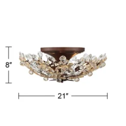 Vienna Full Spectrum Blooms Vintage Ceiling Light Semi Flush Mount Fixture 21" Wide Weathered Brown 5-Light For Bedroom Kitchen Living Room Hallway -Home Improvement Store GUEST d8df1358 b7bf 4b37 ba8c 8dc84ab984d0