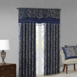 50"x18" Valerie Jacquard Room Darkening Window Curtain Panel With Beads Navy -Home Improvement Store GUEST d9b6dd11 d611 47f6 92db cdd27e4c9308