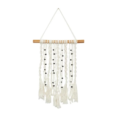 Set Of 3 Cotton Macrame Handmade Intricately Weaved Wall Decors With Beaded Fringe Tassels Cream - The Novogratz 7 Set Of 3 Cotton Macrame Handmade Intricately Weaved Wall Decors With Beaded Fringe Tassels Cream - The Novogratz - Image 5