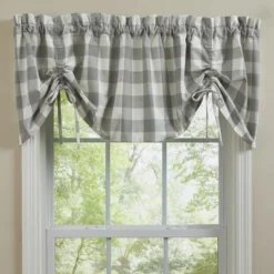 Park Designs Buffalo Check Lined Farmhouse Dove Valance 60"