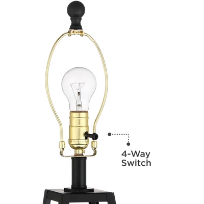 Franklin Iron Works Kacey Industrial Table Lamps 25 1/4" High Set Of 2 Dark Metal With USB LED Nightlight Black Faux Silk Shade For Living Room Desk 6 Franklin Iron Works Kacey Industrial Table Lamps 25 1/4" High Set Of 2 Dark Metal With USB LED Nightlight Black Faux Silk Shade For Living Room Desk - Image 4