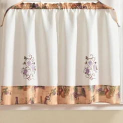 Urban Embroidered Grape Tier And Valance 60" X 36" Beige By Ramallah Trading -Home Improvement Store GUEST dc1b99a9 39c9 4ebb b4e6 a6551e7e7c2e