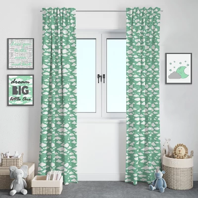 Bacati - Clouds In The City Mint Clouds Curtain Panel 5 Bacati - Clouds In The City Mint Clouds Curtain Panel - Image 3