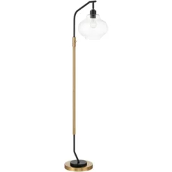 Possini Euro Design Tarrah Mid Century Modern 63" Tall Chairside Arc Floor Lamp Gold Black Metal Clear Glass Shade For Living Room House -Home Improvement Store GUEST dd7d14e1 a95a 4322 9b89 9edc5a7ad80c