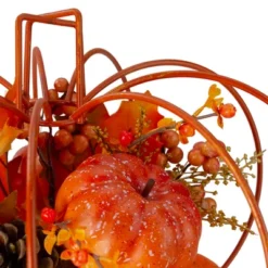 Northlight 12" Autumn Harvest Maple Leaf And Berry Pumpkin Tabletop Centerpiece