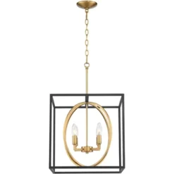 Possini Euro Design Black Warm Brass Cage Foyer Pendant Chandelier 16 1/2" Wide 4-Light Mid Century Modern For Dining Room House -Home Improvement Store GUEST e13bf3e3 0cc1 489d ac64 ca7937b8787d