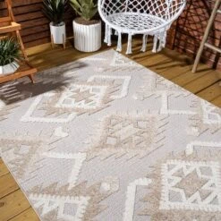 Sumak High-Low Pile Neutral Diamond Kilim Indoor/Outdoor Area Rug - JONATHAN Y -Home Improvement Store GUEST e1cea299 13fb 4b10 8d9b 9d28cb202434