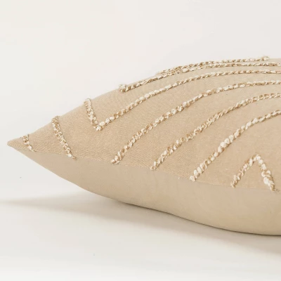 20"x20" Oversize Modern Industrial Square Throw Pillow Cover Beige - Rizzy Home 5 20"x20" Oversize Modern Industrial Square Throw Pillow Cover Beige - Rizzy Home - Image 3