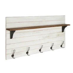 46.1" X 26" Wall Shelf With 5 Hooks White/Brown - Uniek -Home Improvement Store GUEST e35a3b95 cba1 4805 8ecc b9e0d2b364b7