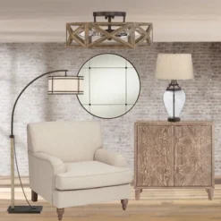 Possini Euro Design Moorcroft Modern Farmhouse Ceiling Light Semi Flush Mount Fixture 14 1/2" Wide Dark Wood Bronze 6-Light Hexagon Frame For Bedroom -Home Improvement Store GUEST e365a827 dd64 4f45 abf0 cc9e7e1dfb53