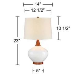 360 Lighting Brice Modern Mid Century Accent Table Lamp 23" High Ivory Ceramic Wood Neck Off White Drum Shade For Bedroom Living Room Bedside Office -Home Improvement Store GUEST e45444ee 31b2 4cbc b7d7 166286b35974