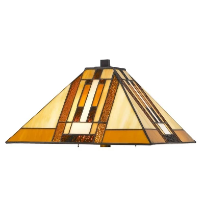 22.75" Tiffany Table Lamp Hand Cut Stained Glass Shade And Lamp Base (Includes LED Light Bulb) Dark Bronze - Cal Lighting 4 22.75" Tiffany Table Lamp Hand Cut Stained Glass Shade And Lamp Base (Includes LED Light Bulb) Dark Bronze - Cal Lighting - Image 2