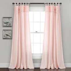 Home Boutique Lydia Ruffle Window Curtain Panels Blush 40X95 Set
