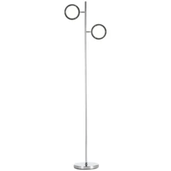 HOMCOM Ultra-Bright Floor Lamp With 180° Adjustable-Head LED Lighting For Bedroom, Living Room Office, & More, Tree Standing Lamp, 800 Lumens, Chrome -Home Improvement Store GUEST e79f047c 5b04 4766 a45f af8496a94191