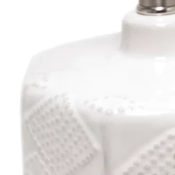 19" Contemporary Bohemian Ceramic Eyelet Pattern Floral Textured Bedside Table Lamp With Fabric Shade Off-White - Lalia Home -Home Improvement Store GUEST e949fdb2 40f1 4eb4 bd3d 0494059d6991