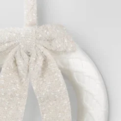 18.25" Knit Fabric With Bow Decorative Christmas Wreath White - Wondershop™ -Home Improvement Store GUEST e9db6065 0e23 4a95 b553 1c65ee5150b8