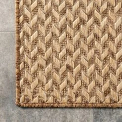 6'7"x9' Camryn Abstract Herringbone Indoor And Outdoor Area Rug Beige - NuLOOM -Home Improvement Store GUEST ebc04bc7 000b 4336 8046 18dcf2b99959