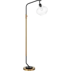 Possini Euro Design Tarrah Mid Century Modern 63" Tall Chairside Arc Floor Lamp Gold Black Metal Clear Glass Shade For Living Room House -Home Improvement Store GUEST efde68e9 8b27 44fd 877f e9ff6907c945