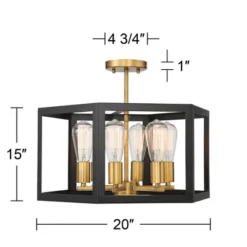 Possini Euro Design Beni Industrial Modern Farmhouse Ceiling Light Semi Flush Mount Fixture 20" Wide Antique Bronze Gold 6-Light For Bedroom Kitchen -Home Improvement Store GUEST f2a3a383 5b8a 4c13 bc86 92ca1f31f72c
