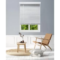 Linen Avenue Cordless Faux Wood Blind, Partial Inside Mount
