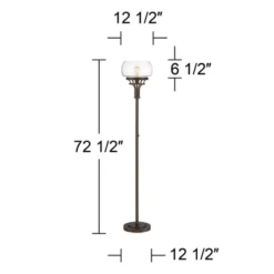 Franklin Iron Works Luz Industrial Torchiere Floor Lamp Standing 72 1/2" Tall Oil Rubbed Bronze Clear Glass For Living Room Bedroom Office House Home -Home Improvement Store GUEST f6d38aff e5b7 4948 8e72 4c0b9c8b94d7