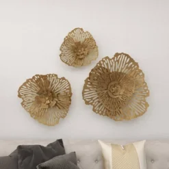 Metal Floral Wall Decor Set Of 3 Gold - Olivia & May -Home Improvement Store GUEST f704c0e3 edad 406c 851a 51af75fd40fd