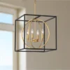 Possini Euro Design Black Warm Brass Cage Foyer Pendant Chandelier 16 1/2" Wide 4-Light Mid Century Modern For Dining Room House -Home Improvement Store GUEST f753ce7e f136 42ac 95eb 2a4daec68738