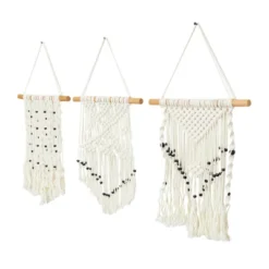 Set Of 3 Cotton Macrame Handmade Intricately Weaved Wall Decors With Beaded Fringe Tassels Cream - The Novogratz 17 Set Of 3 Cotton Macrame Handmade Intricately Weaved Wall Decors With Beaded Fringe Tassels Cream - The Novogratz -Home Improvement Store GUEST f8781be2 c668 47ff af52 0bd7273ccb0f