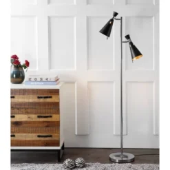 61.5" Efisio Floor Lamp Chrome (Includes LED Light Bulb) - Safavieh