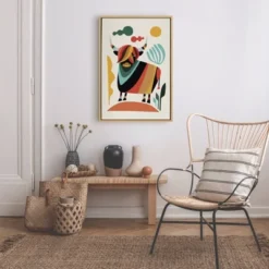 22" X 33" Sylvie Cow Framed Canvas Wall Art By Rachel Lee Natural - Kate And Laurel -Home Improvement Store GUEST f91fc249 89aa 42b5 96c8 f14c62b178fa