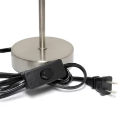 10.5" Petite Metal Stick Bedside Table Desk Lamp In Sand Nickel With Fabric Shade Blue - Creekwood Home -Home Improvement Store GUEST fa632b6e 8993 4f61 86d0 4481ed11105d