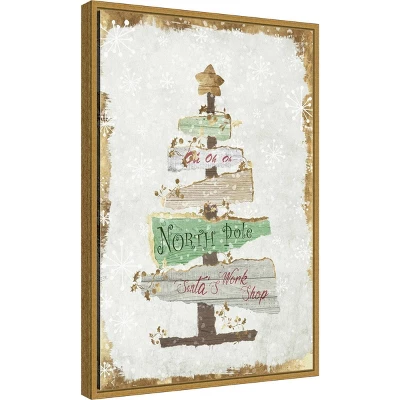 16" X 23" Golden Christmas Tree By PI Studio Framed Canvas Wall Art - Amanti Art 3 16" X 23" Golden Christmas Tree By PI Studio Framed Canvas Wall Art - Amanti Art